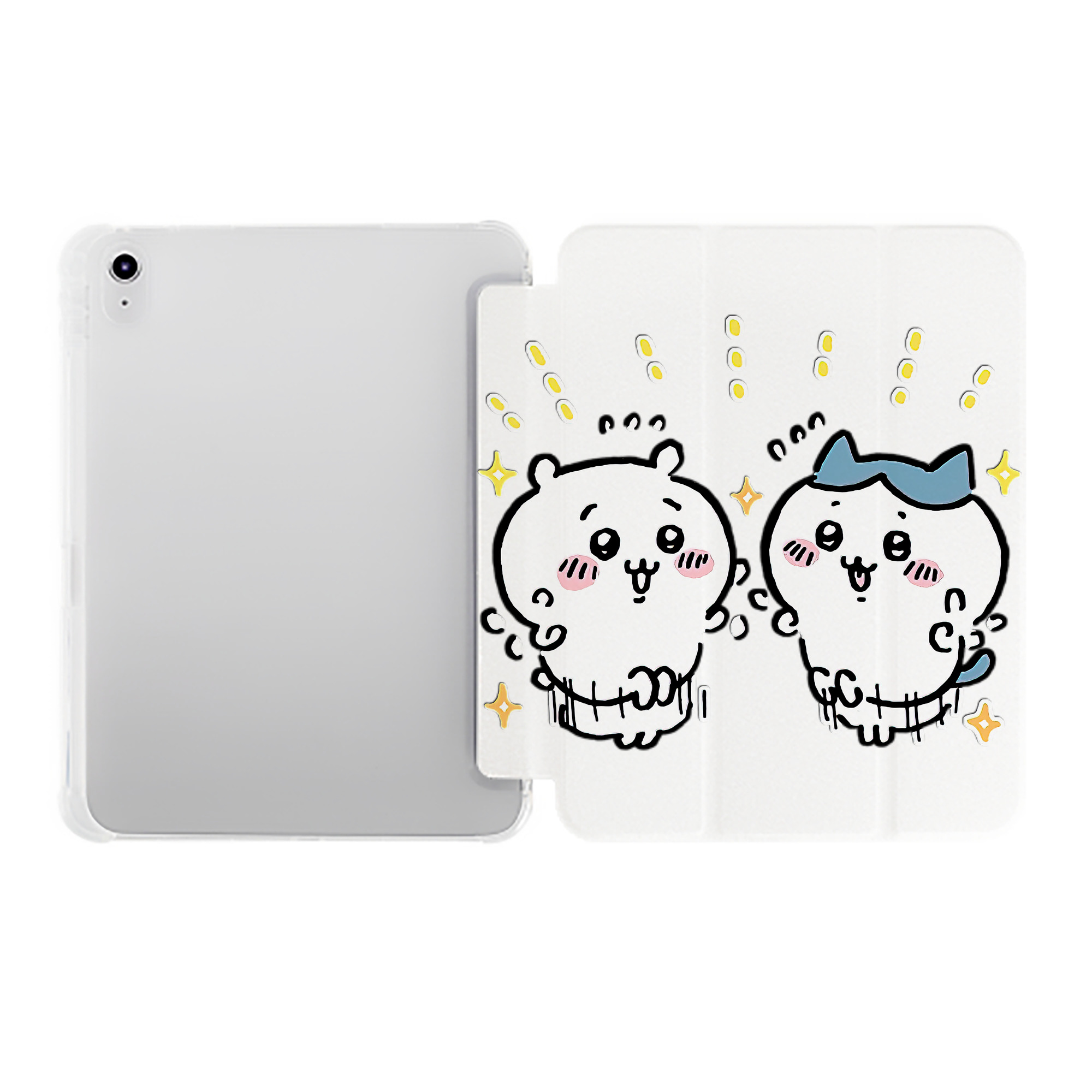 （画像用） ちいかわ ハチワレ Chii-kawa hachiware IPad ケース ペン収納付き 三つ折りスタンド PUレザー×シリコン 対応機種9.5/10.5/10.9インチ